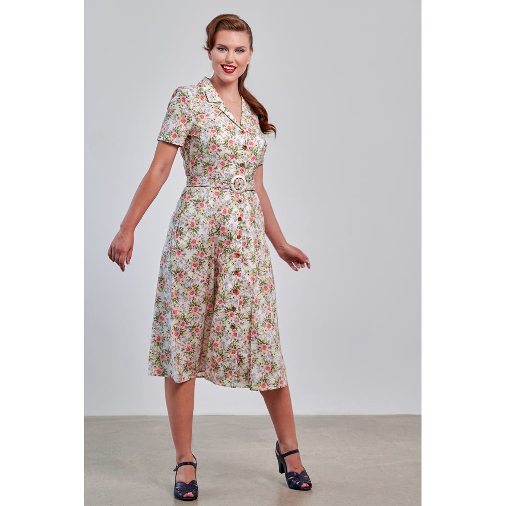 Banned - Kate Bloom Flare Kleid - Creme